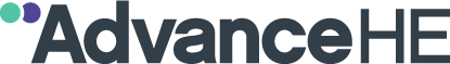 Logo for Advance HE featuring bold “AdvanceHE” text alongside three coloured circles, teal, light blue, and dark purple.
